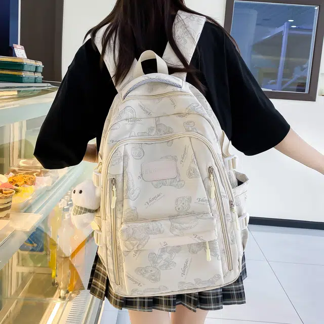 泰格奴 字母印花轻便简约国风大容量运动耐磨背包初中生高中生大学生上课百搭书包 尼龙 双肩包 男女同款情侣款 多色
