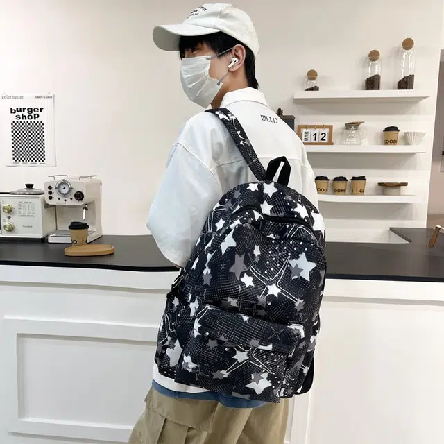 泰格奴 撞色系轻便百搭背包个性气质潮流时尚初中高中大学生上课百搭书包 尼龙 双肩包 常规 男女同款情侣款 黑色/粉红色/黄色/绿色/蓝色
