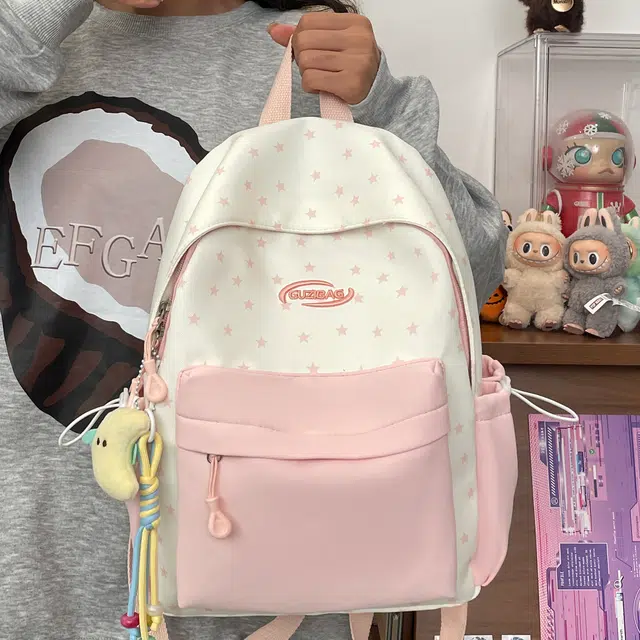 泰格奴 开学书包高级感高颜值轻便舒适日常小众设计大容量女高中生大学生美式背包 尼龙布 双肩包 女款 黑色/粉色/绿色/蓝色/黄色