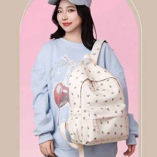 泰格奴 小清新休闲高颜值精美潮版韩版背包初中生高中生大学生上课百搭书包 尼龙布 双肩包 常规 女款 白色/黑色