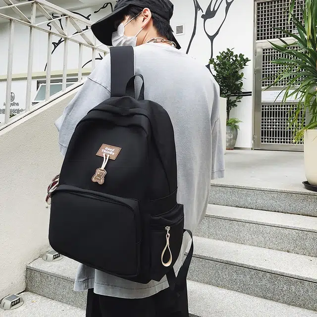 泰格奴 工装机能百搭个性运动街头旅行大容量背包初高中生大学生上课书包 尼龙 双肩包 男女同款情侣款 白色/黑色/卡其色/孔雀蓝