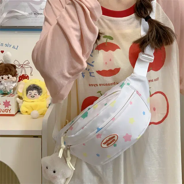 泰格奴 高颜值韩版撞色星星印花 涤纶（聚酯纤维） 胸包 女款 多色
