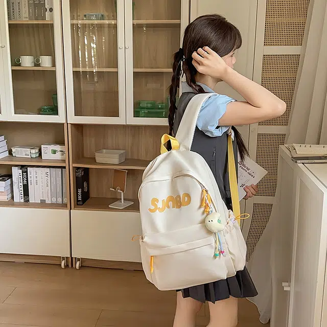 泰格奴 小清新休闲高颜值精美潮版韩版背包初高中生大学生上课百搭书包 尼龙 双肩包 男女同款情侣款 白色/黑色/蓝色/灰色/黄色