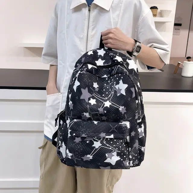 泰格奴 撞色系轻便百搭背包个性气质潮流时尚初中高中大学生上课百搭书包 尼龙 双肩包 常规 男女同款情侣款 黑色/粉红色/黄色/绿色/蓝色