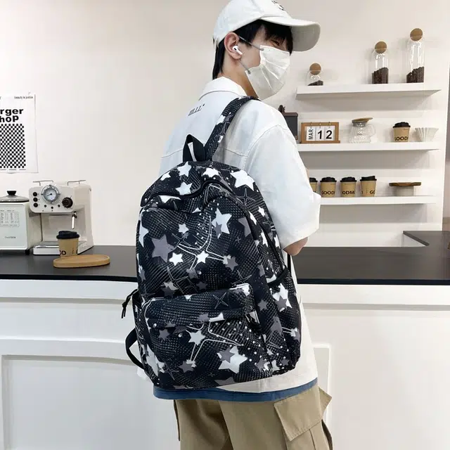 泰格奴 撞色系轻便百搭背包个性气质潮流时尚初中高中大学生上课百搭书包 尼龙 双肩包 常规 男女同款情侣款 黑色/粉红色/黄色/绿色/蓝色
