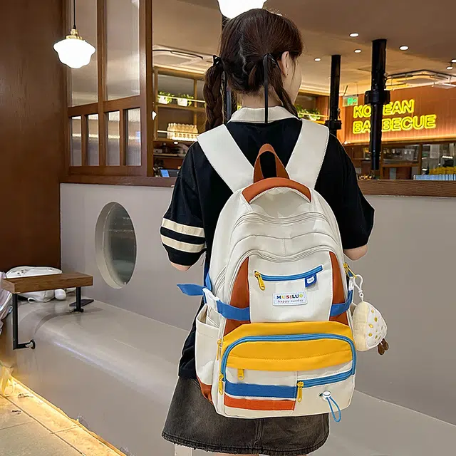 泰格奴 撞色系轻便百搭高颜值女生背包洋气个性气质高级感潮流时尚初高中大学生上课书包 尼龙 双肩包 常规 男女同款情侣款 多色