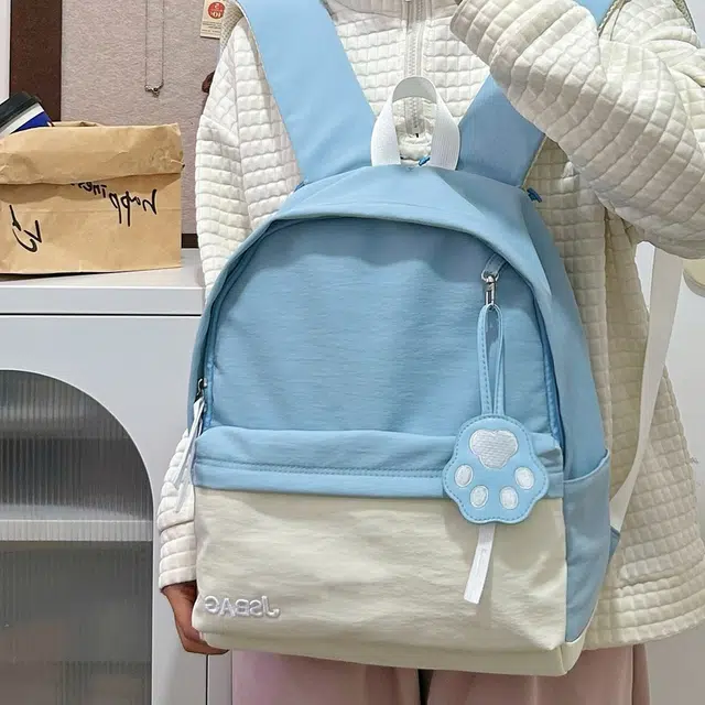 泰格奴 小清新休闲高颜值精美潮版韩版背包初高中生大学生上课百搭书包 尼龙 双肩包 常规 男女同款情侣款 蓝色/粉色/卡其色/绿色/黑色