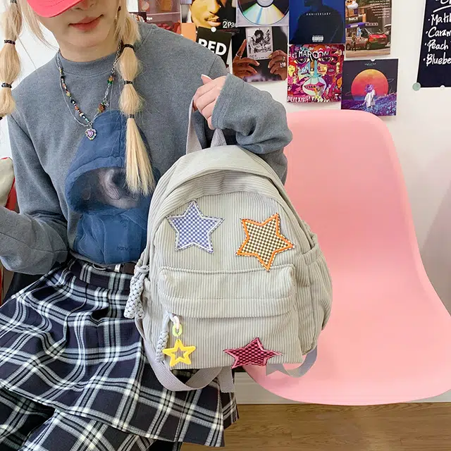 泰格奴 小清新简约设计休闲高颜值背包初中生高中生大学生上课百搭书包 尼龙 双肩包 男女同款情侣款 浅灰色/卡其色/黄色/绿色/红色/黑色