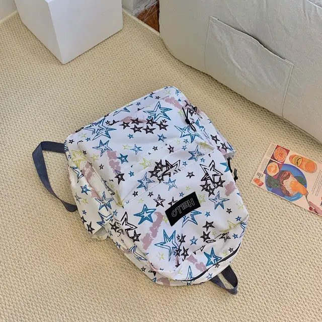 泰格奴 小清新休闲高颜值精美潮版韩版背包初中生高中生大学生上课百搭书包 尼龙布 双肩包 男女同款情侣款 白色