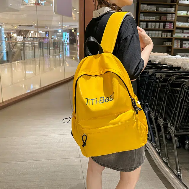 泰格奴 小清新高颜值精美潮版韩版背包上课百搭书包 尼龙 双肩包 常规 男女同款情侣款 黄色/绿色/红色/蓝色/黑色