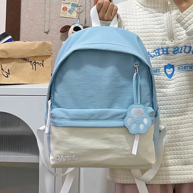 泰格奴 小清新休闲高颜值精美潮版韩版背包初高中生大学生上课百搭书包 尼龙 双肩包 常规 男女同款情侣款 蓝色/粉色/卡其色/绿色/黑色