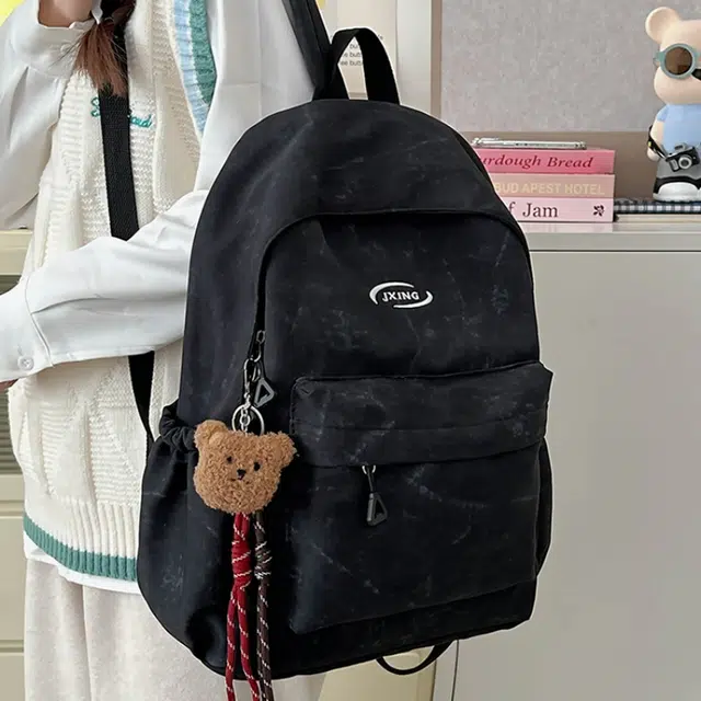 泰格奴 涂鸦精美机能通勤旅行轻便高颜值大容量背包初中高中大学生上课百搭书包 尼龙 双肩包 常规 男女同款情侣款 黑色/白色/红色/蓝色
