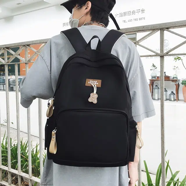 泰格奴 工装机能百搭个性运动街头旅行大容量背包初高中生大学生上课书包 尼龙 双肩包 男女同款情侣款 白色/黑色/卡其色/孔雀蓝