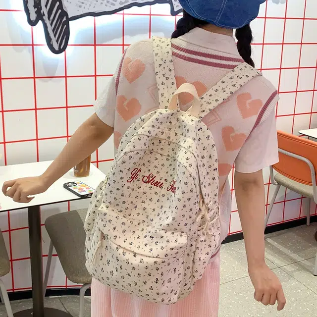 泰格奴 潮流轻便百搭简约时尚通勤高颜值大容量 尼龙 双肩包 女款 蓝色花朵/红色花朵