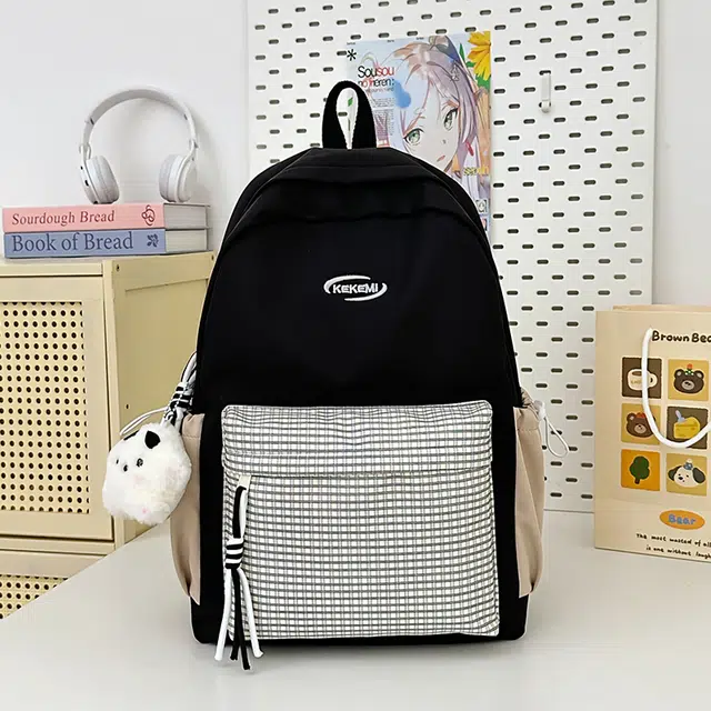 泰格奴 开学书包简约时尚书包可爱百搭大容量高颜值女高中生大学生美式背包 尼龙 双肩包 常规 男女同款情侣款 白色/蓝色/黑色/黄色