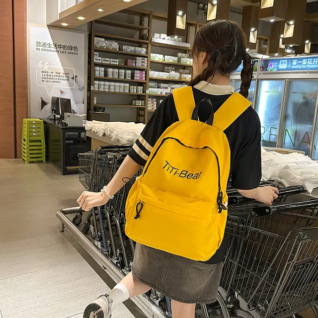 泰格奴 小清新高颜值精美潮版韩版背包上课百搭书包 尼龙 双肩包 常规 男女同款情侣款 黄色/绿色/红色/蓝色/黑色