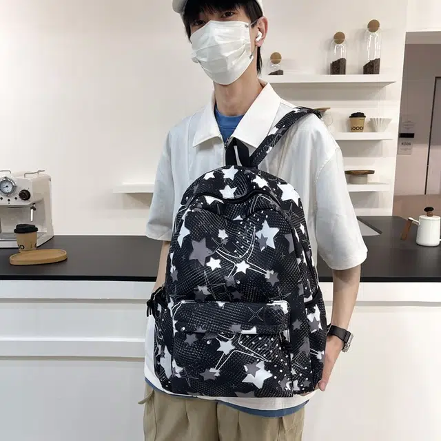 泰格奴 撞色系轻便百搭背包个性气质潮流时尚初中高中大学生上课百搭书包 尼龙 双肩包 常规 男女同款情侣款 黑色/粉红色/黄色/绿色/蓝色