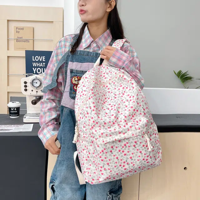 泰格奴 小清新休闲高颜值精美潮版韩版背包初中生高中生大学生上课百搭 尼龙 双肩包 女款 粉红色/黄色/紫色/黑色