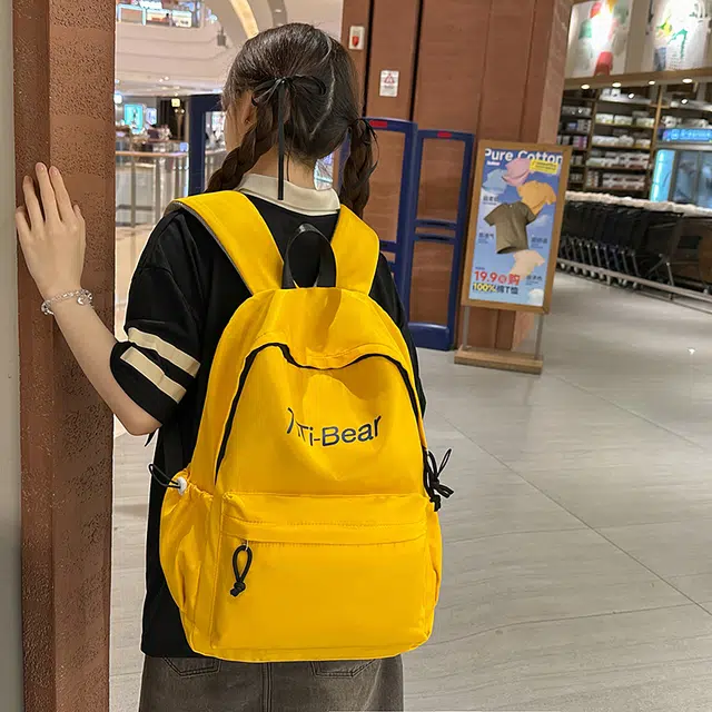 泰格奴 小清新高颜值精美潮版韩版背包上课百搭书包 尼龙 双肩包 常规 男女同款情侣款 黄色/绿色/红色/蓝色/黑色