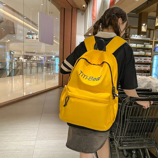 泰格奴 小清新高颜值精美潮版韩版背包上课百搭书包 尼龙 双肩包 常规 男女同款情侣款 黄色/绿色/红色/蓝色/黑色