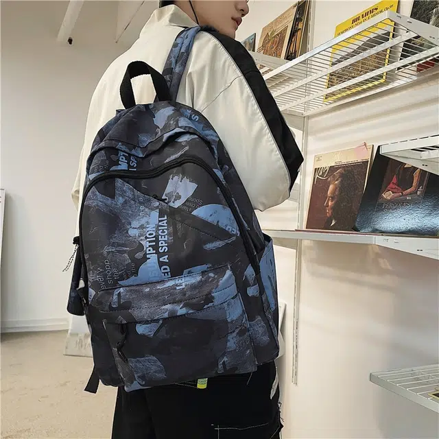 泰格奴 简约休闲百搭高级感街头休闲初高中大学生毕业季旅游上课书包 尼龙 双肩包 男女同款情侣款 灰蓝色/粉红色/浅蓝色/浅灰色/浅绿色