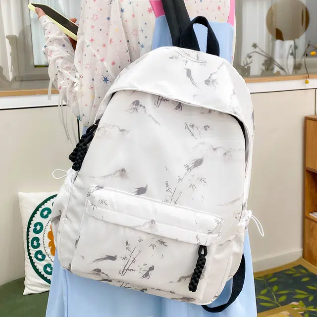 泰格奴 涂鸦精美机能通勤旅行小清新轻便高颜值大容量背包初中高中大学生上课百搭书包 尼龙 双肩包 女款 多色
