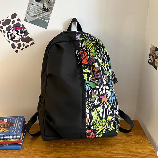 泰格奴 工装机能百搭个性运动街头旅行大容量背包初中生高中生大学生上课百搭书包 尼龙 双肩包 男女同款情侣款 白色红色绿色