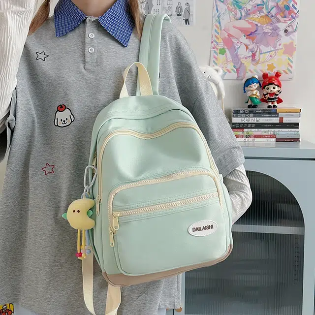 泰格奴 小清新高颜值精美上课百搭 尼龙 双肩包 男女同款情侣款 绿色/粉色/黄色/黑色