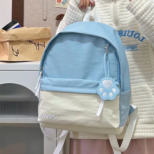 泰格奴 小清新休闲高颜值精美潮版韩版背包初高中生大学生上课百搭书包 尼龙 双肩包 常规 男女同款情侣款 蓝色/粉色/卡其色/绿色/黑色