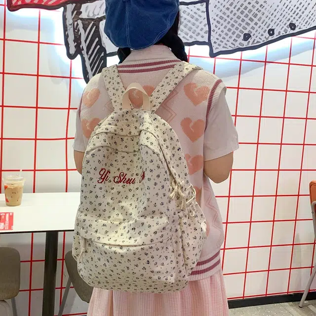 泰格奴 潮流轻便百搭简约时尚通勤高颜值大容量 尼龙 双肩包 女款 蓝色花朵/红色花朵