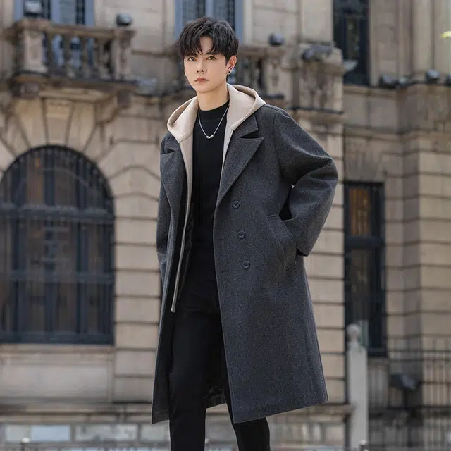 加荣 假两件连帽中长款舒适百搭休闲长袖大衣 男女同款