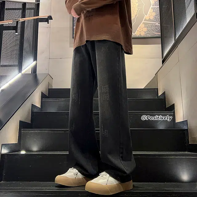 加荣 美式复古水洗男士裤子高街风做旧男牛仔裤舒适亲肤透气男直筒裤通勤百搭纯色风垂感男休闲裤显高显瘦宽松简约裤男生长裤 男女同款