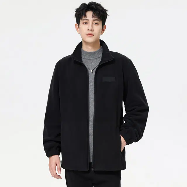 加荣 户外百搭美式复古宽松休闲立领纯色拉链运动夹克外套 男女同款