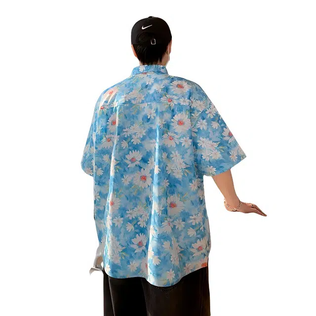 加荣 夏威夷薄款透气潮高级感潮牌痞帅小众设计感舒适青少年多巴胺宽松衬衣短袖衬衫 男女同款