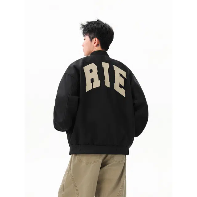 加荣 潮牌设计感棒球服男秋季美式字母刺绣夹克男装高街百搭休闲上衣男款时尚高级感运动卫衣男士小众学院风情侣外套 男女同款