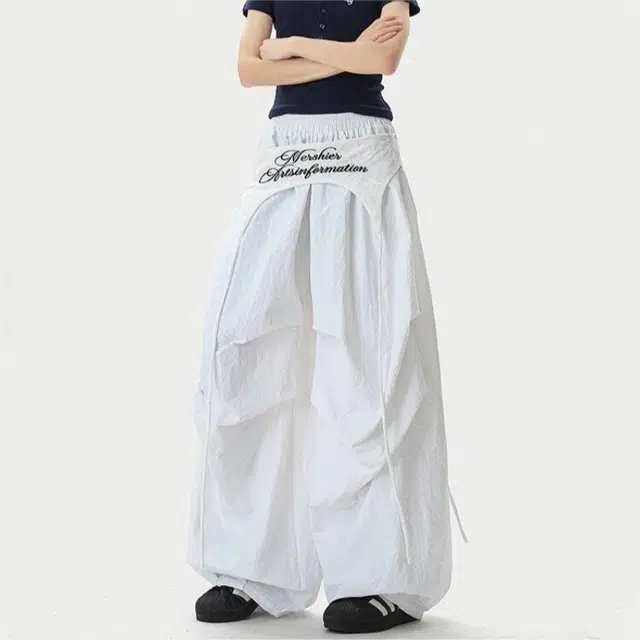加荣 美式复古伞兵裤薄款透气宽松休闲潮流百搭工装裤 男女同款