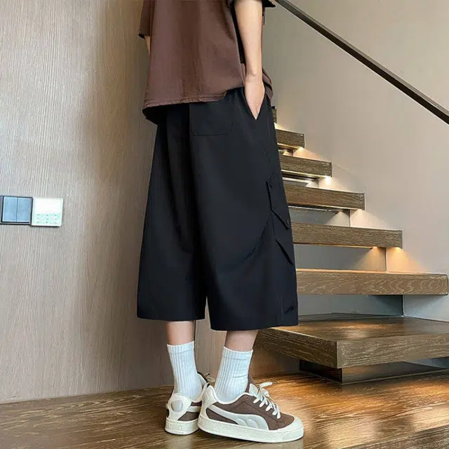 加荣 美式伞兵薄款冰丝透气速干垂感直筒休闲大码过膝潮流百搭七分裤工装短裤 男女同款