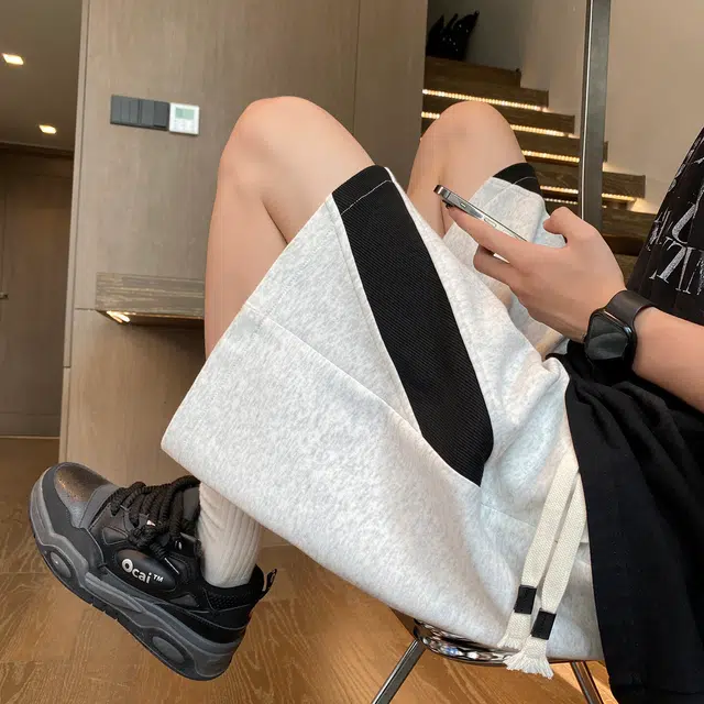 加荣 潮流拼接舒适宽松夏季休闲短裤 男女同款