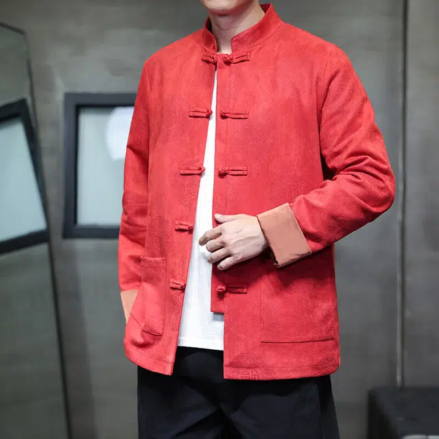加荣 新中式高端复古盘扣改良唐装中国风宽松慵懒风中山装休闲百搭衫简约纯色基础款夹克外套 男女同款