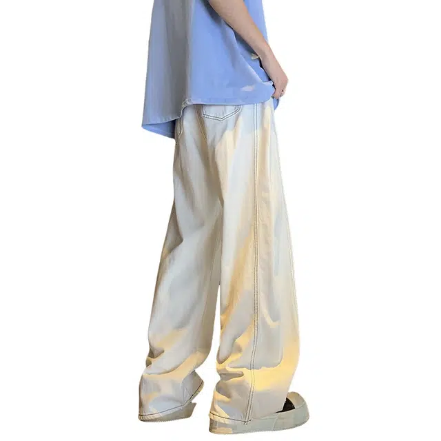 加荣 美式复古休闲薄款透气高街痞帅高级感青少年户外出行百搭直筒阔腿拖地裤牛仔裤 男女同款