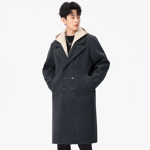 加荣 假两件毛呢中长款时尚高级感高街百搭痞帅潮牌宽松休闲情侣大衣 男女同款