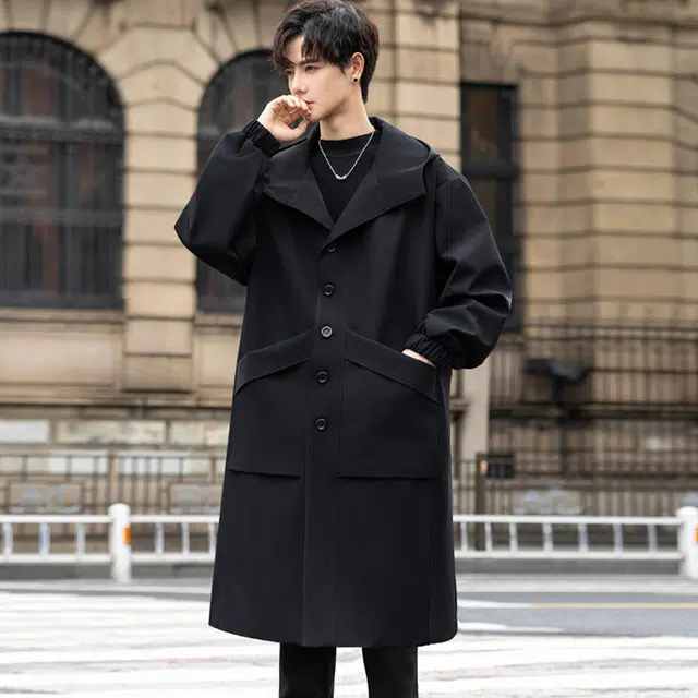 加荣 美式宽松连帽潮流高级感过膝高端休闲百搭慵懒感廓形中长款长袖大衣 男女同款