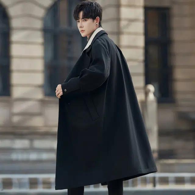 加荣 毛呢中长款英伦风秋季高级感过膝假两件呢子设计休闲百搭大衣 男女同款