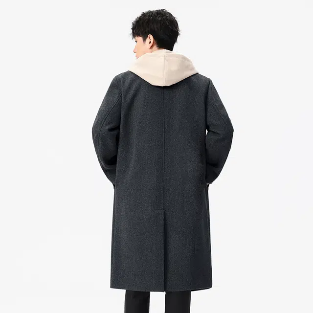 加荣 假两件毛呢中长款时尚高级感高街百搭痞帅潮牌宽松休闲情侣大衣 男女同款