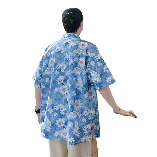 加荣 夏威夷薄款透气潮高级感潮牌痞帅小众设计感舒适青少年多巴胺宽松衬衣短袖衬衫 男女同款