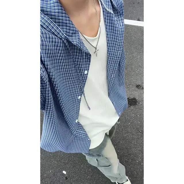 加荣 美式复古格子薄款透气大码百搭宽松翻领潮流高级感慵懒风短袖衬衫 男女同款