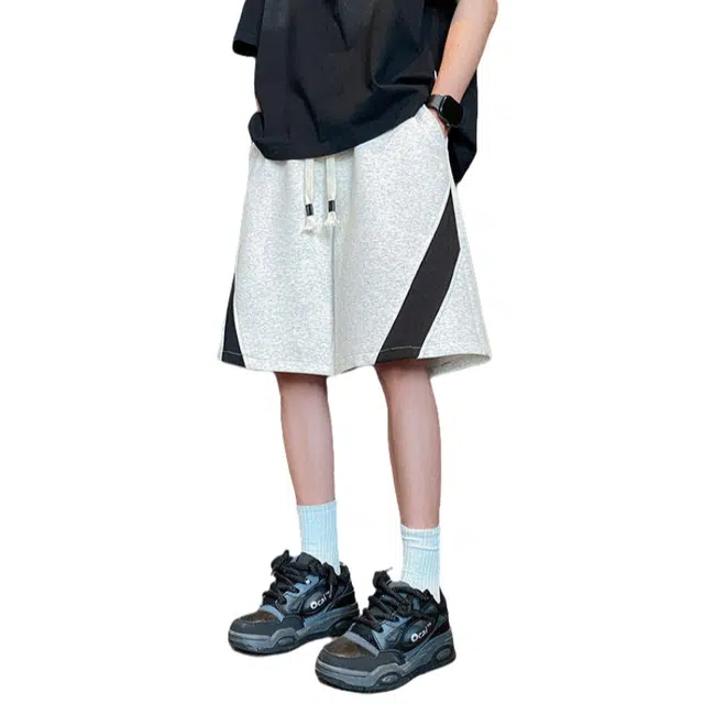 加荣 潮流拼接舒适宽松夏季休闲短裤 男女同款