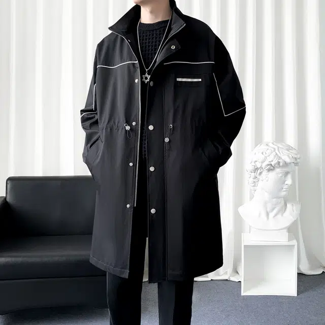 加荣 中长款休闲立领宽松痞帅慵懒英伦风大衣 男女同款