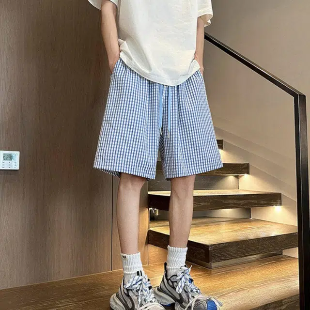 加荣 薄款透气美式复古五分裤潮牌运动松紧腰系带宽松休闲短裤 男女同款