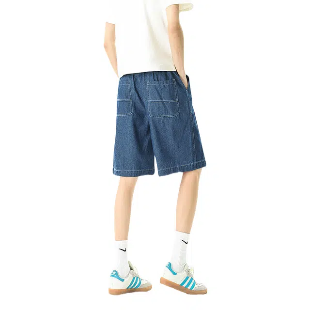 加荣 高夏季轻薄透气美式复古潮流百搭宽松休闲青少年户外出行五分中裤外穿牛仔短裤 男女同款
